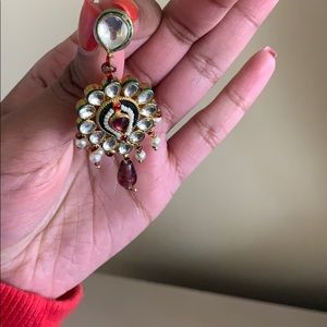 Pearl and stone earrings